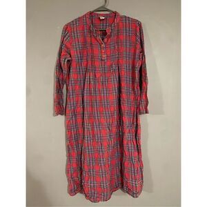 Moon Beams Red Plaid Cotton Long Sleeve Nightgown Dress Size Medium